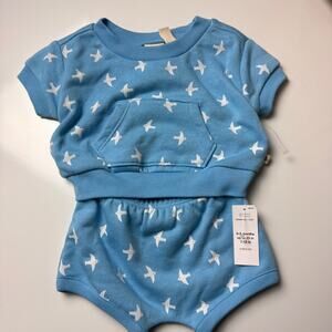 Baby Gap Bird Print Short Sleeve and Matching Short Set Sz  0-3M NWT